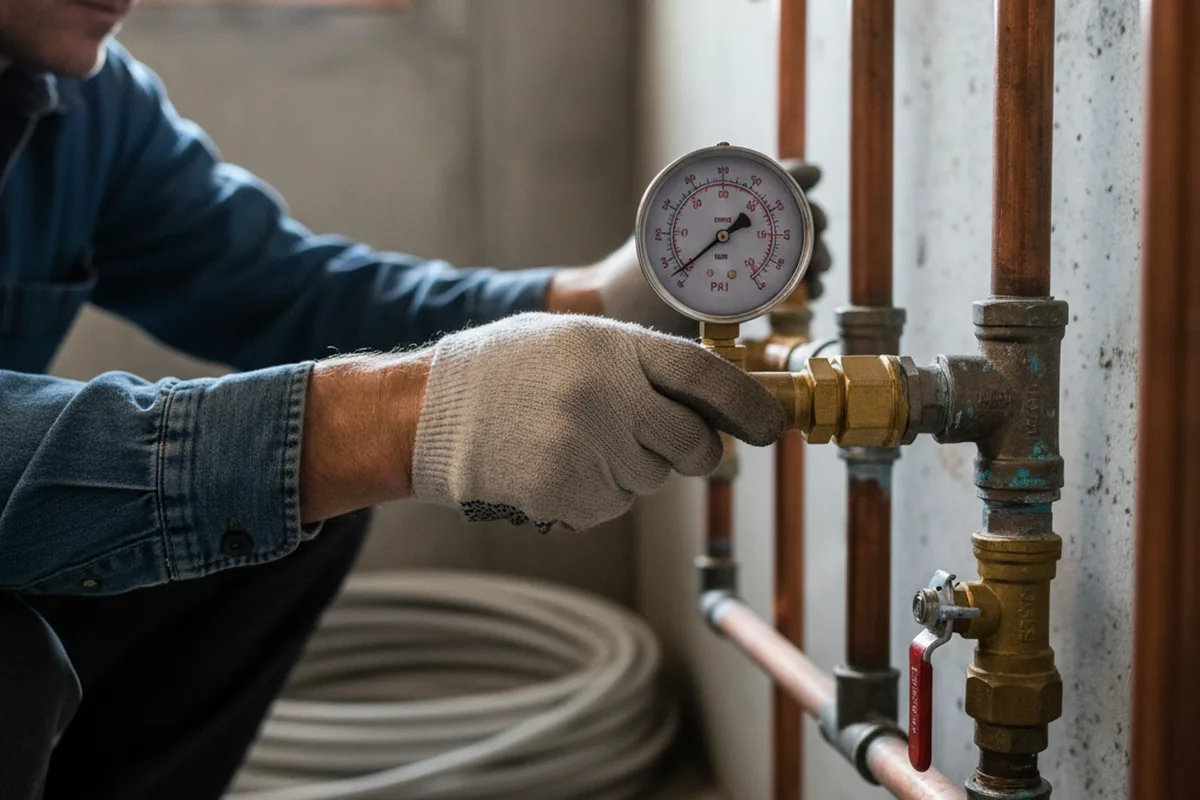 Pressure testing a repaired line during Water Line Repair in Ingleside